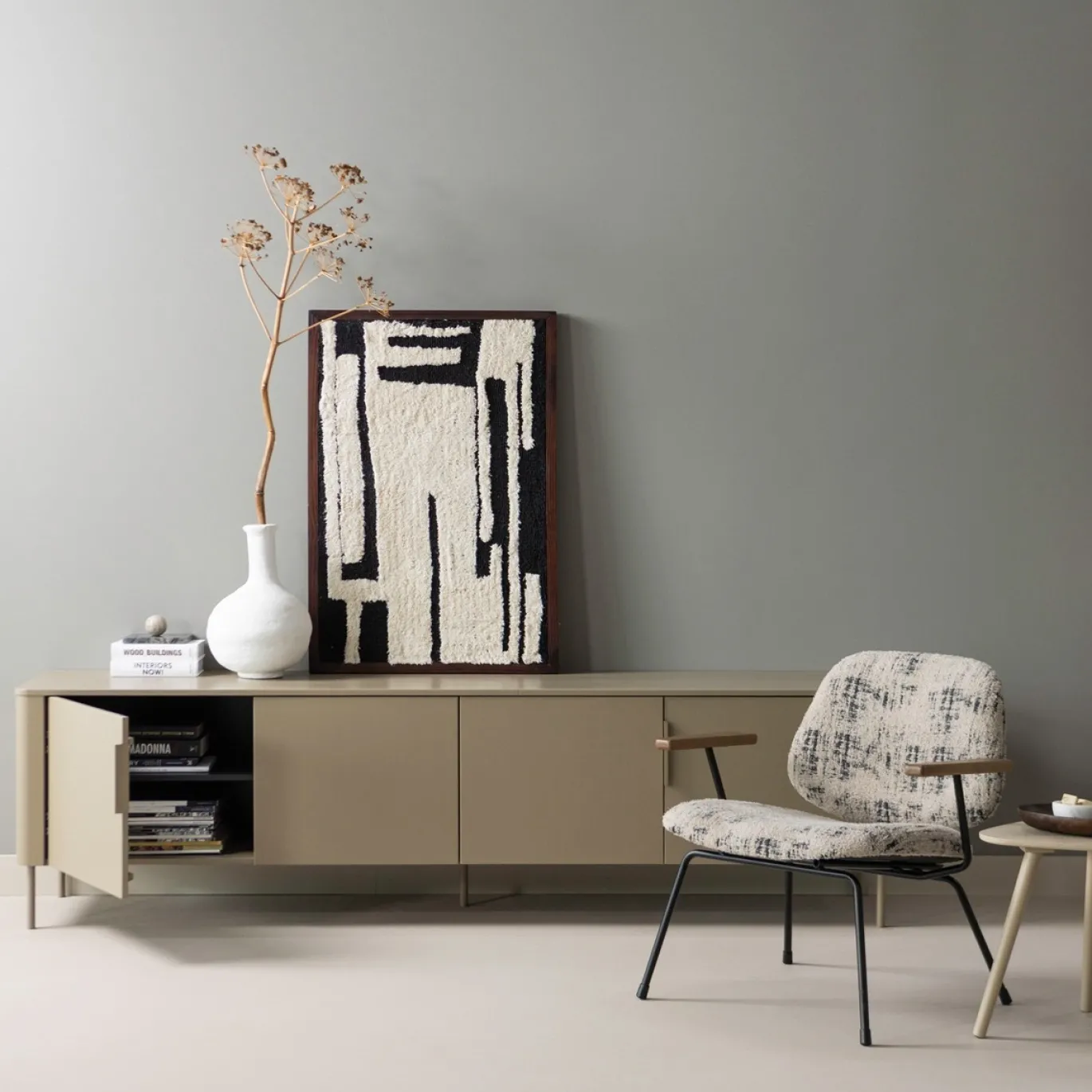 Woood Fauteuil Aure Chenille Beige/zwart