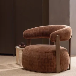 Woood Fauteuil Foon 3d Structuurstof Bruin