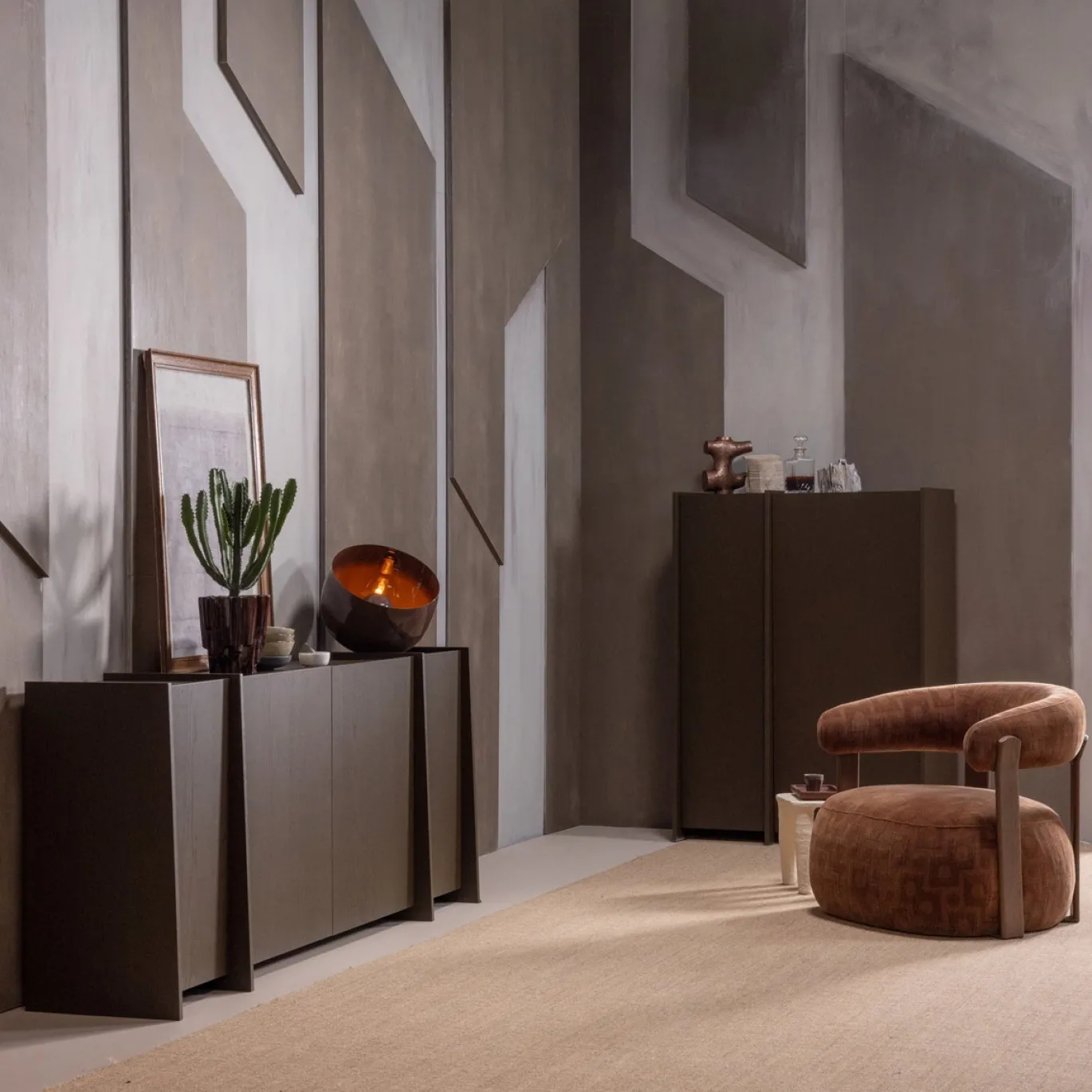 Woood Fauteuil Foon 3d Structuurstof Bruin