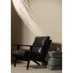 Woood Fauteuil Houston Leer Zwart