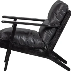 Woood Fauteuil Houston Leer Zwart