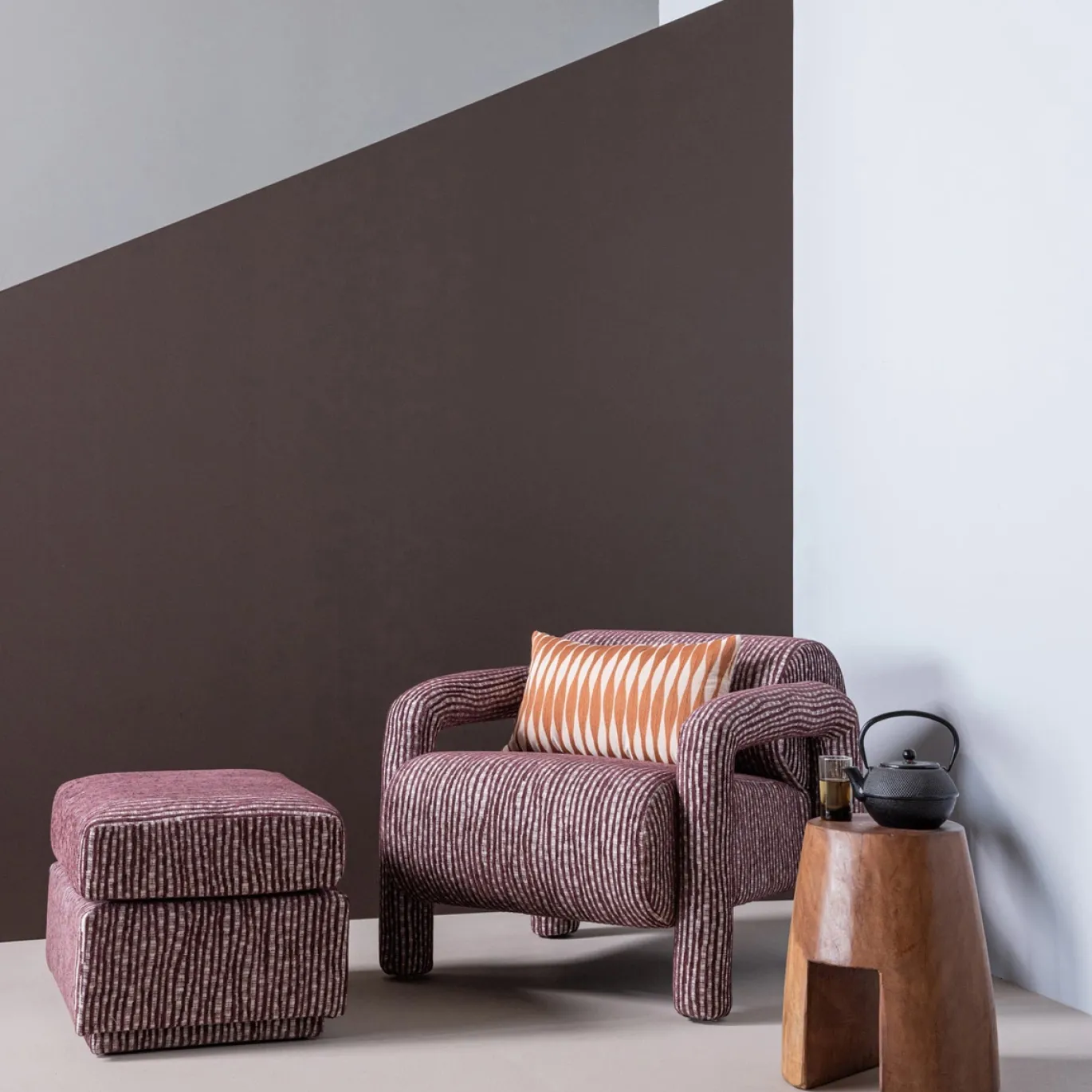 Woood Fauteuil Lenny Met Dessin Bordeauxrood