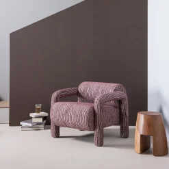 Woood Fauteuil Lenny Met Dessin Bordeauxrood