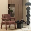 Woood Fauteuil Loom Chenille Structuur Oudroze