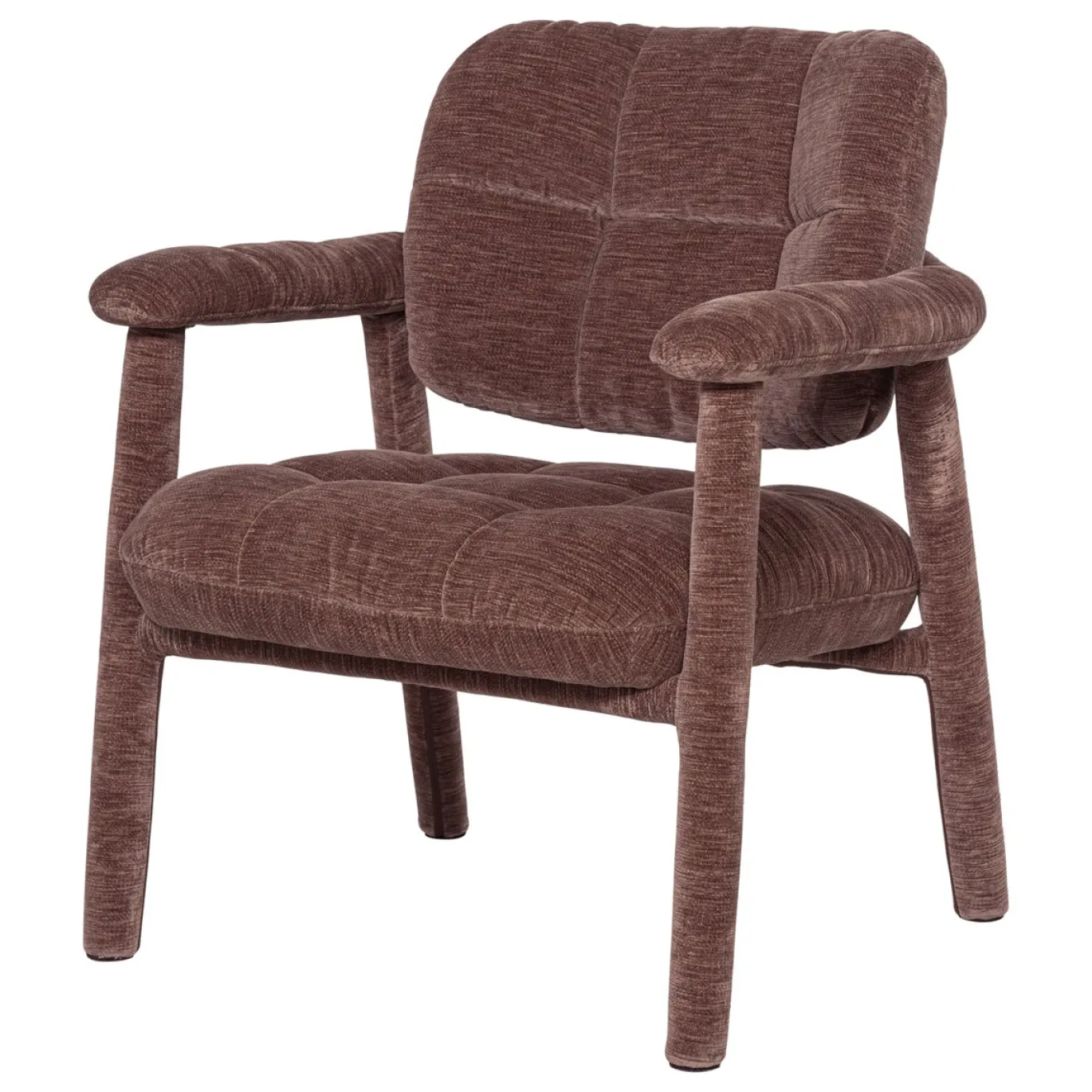 Woood Fauteuil Loom Chenille Structuur Oudroze