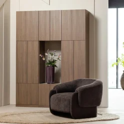 Woood Fauteuil Moru Chenille Donkerbruin
