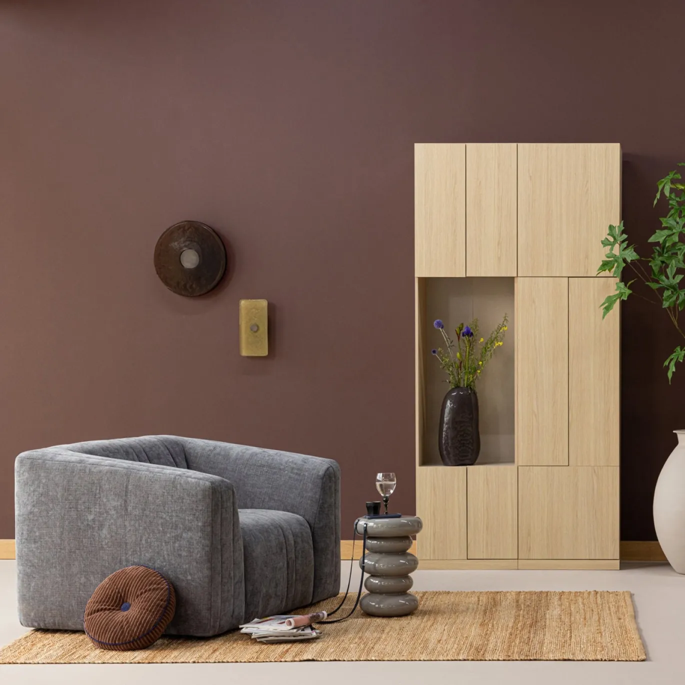 Woood Fauteuil Omaire Chenille Grijs