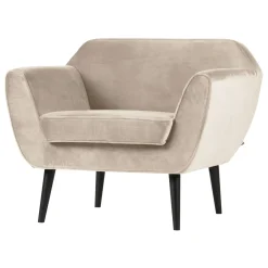 Woood Fauteuil Rocco Fluweel Off White