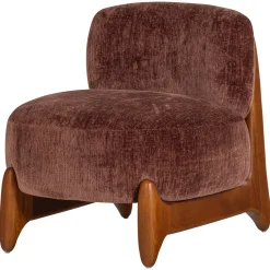 Woood Fauteuil Runi Hout Velvet Paars/Bruin