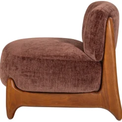 Woood Fauteuil Runi Hout Velvet Paars/Bruin