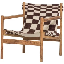 Woood Fauteuil Zano Hout Bruin Met Kelim Zitting Naturel