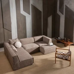 Woood Fauteuil Zano Hout Bruin Met Kelim Zitting Naturel