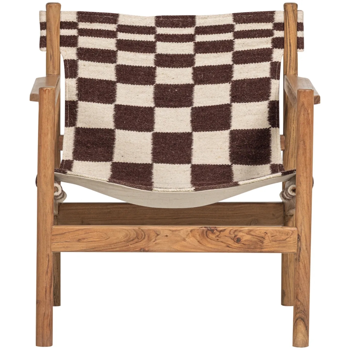 Woood Fauteuil Zano Hout Bruin Met Kelim Zitting Naturel
