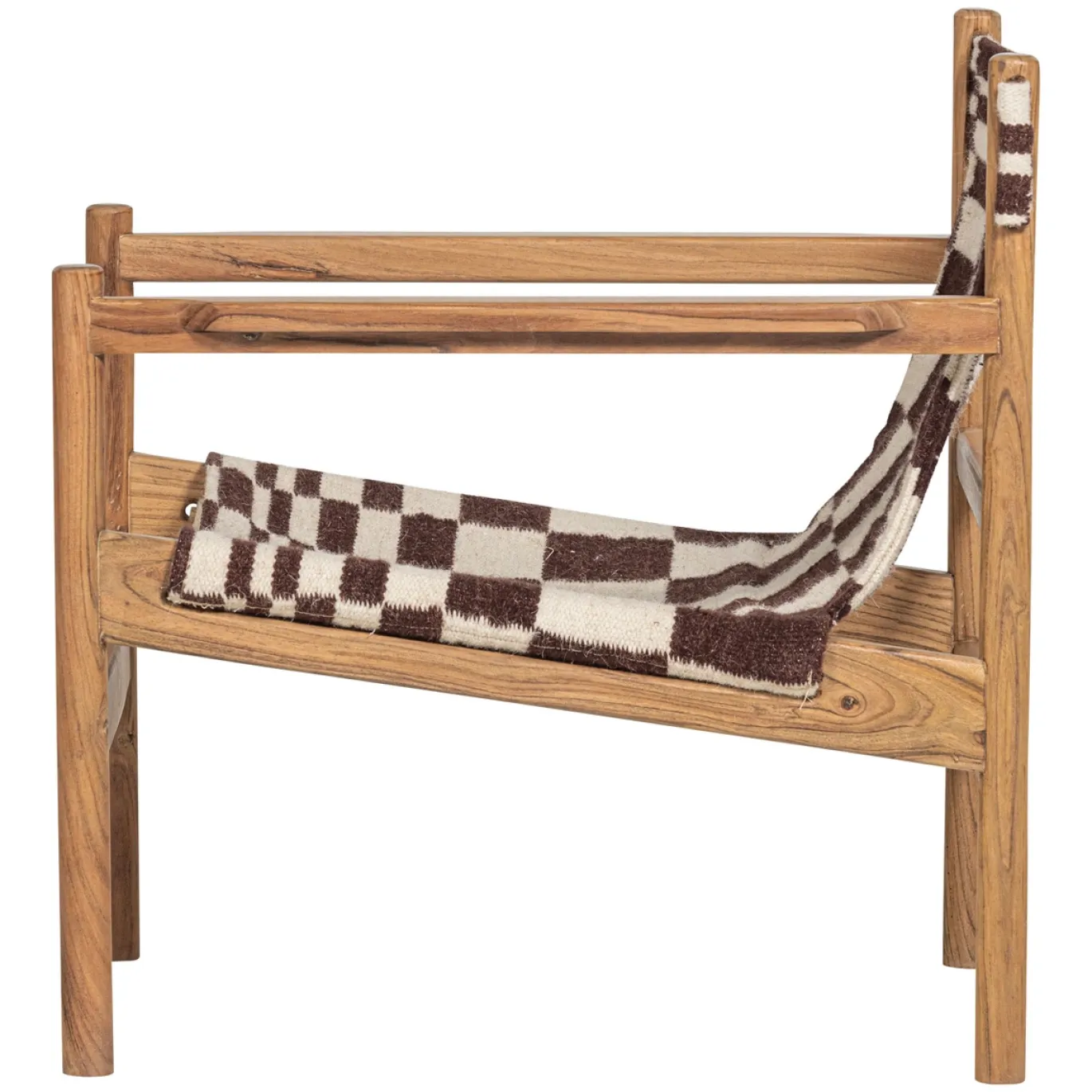 Woood Fauteuil Zano Hout Bruin Met Kelim Zitting Naturel