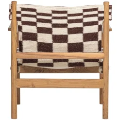 Woood Fauteuil Zano Hout Bruin Met Kelim Zitting Naturel