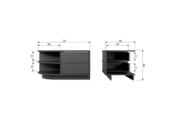 Woood Finca Tv Meubel Rond Links 78 Cm Grenen Zwart