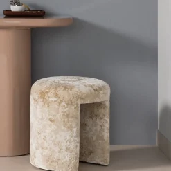 Woood Gestoffeerde Kruk Charlie Structuur Stof Beige