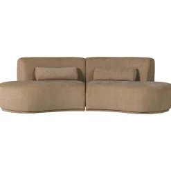 Woood Half Ronde Bank Batavier 4-zits Velvet Melange Lichtbruin