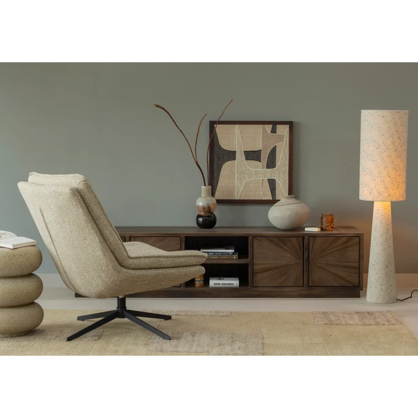 Woood Handgeweven Vloerkleed Noven Wol/katoen Zand 170x240cm