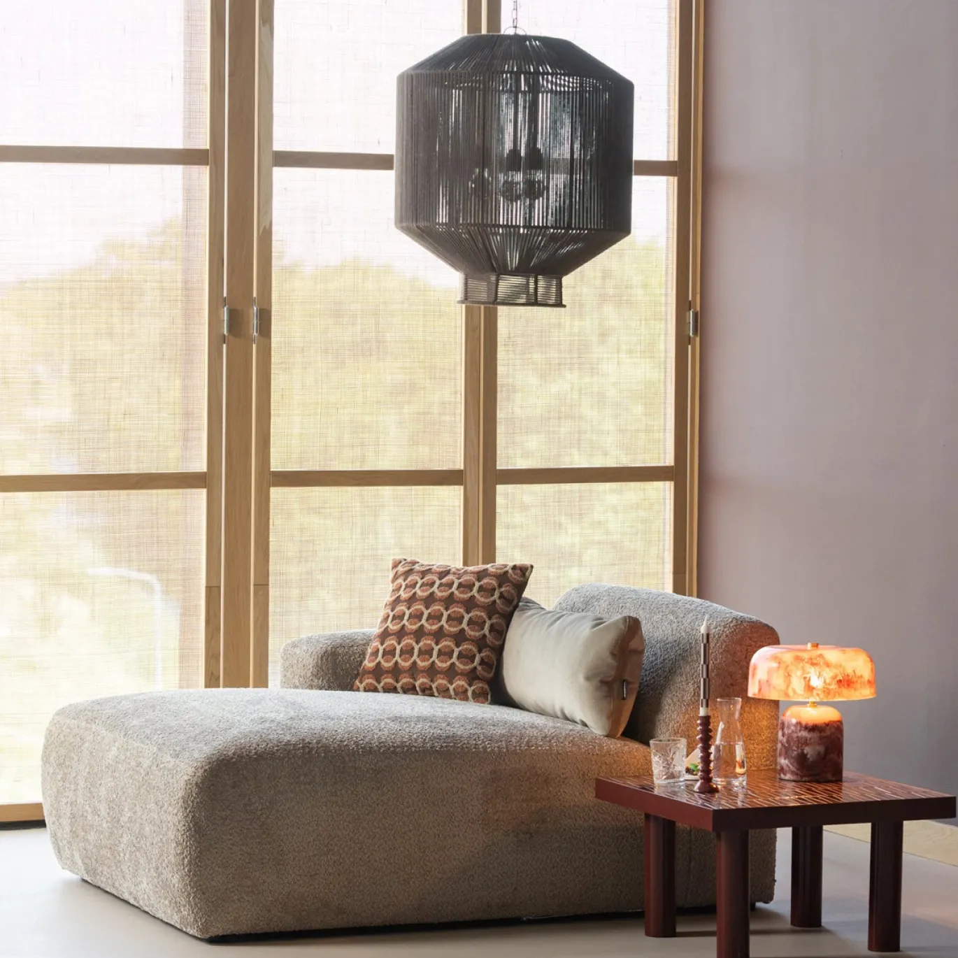 Woood Hanglamp Juro Metaal/Touw Donkerbruin