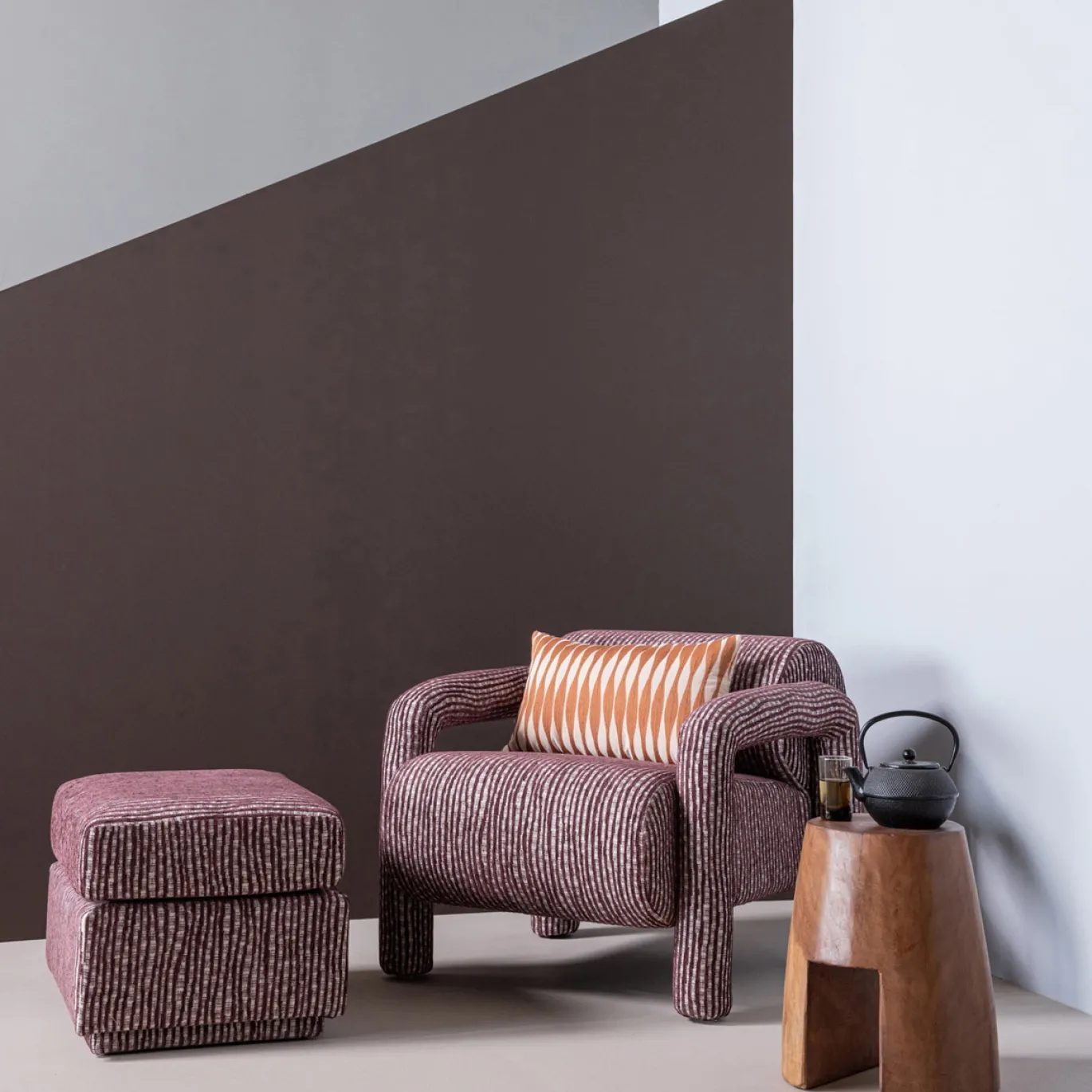 Woood Hocker Lou Met Dessin Bordeauxrood