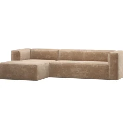 Woood Hoekbank Bean Links Chenille Velvet Perzikroze