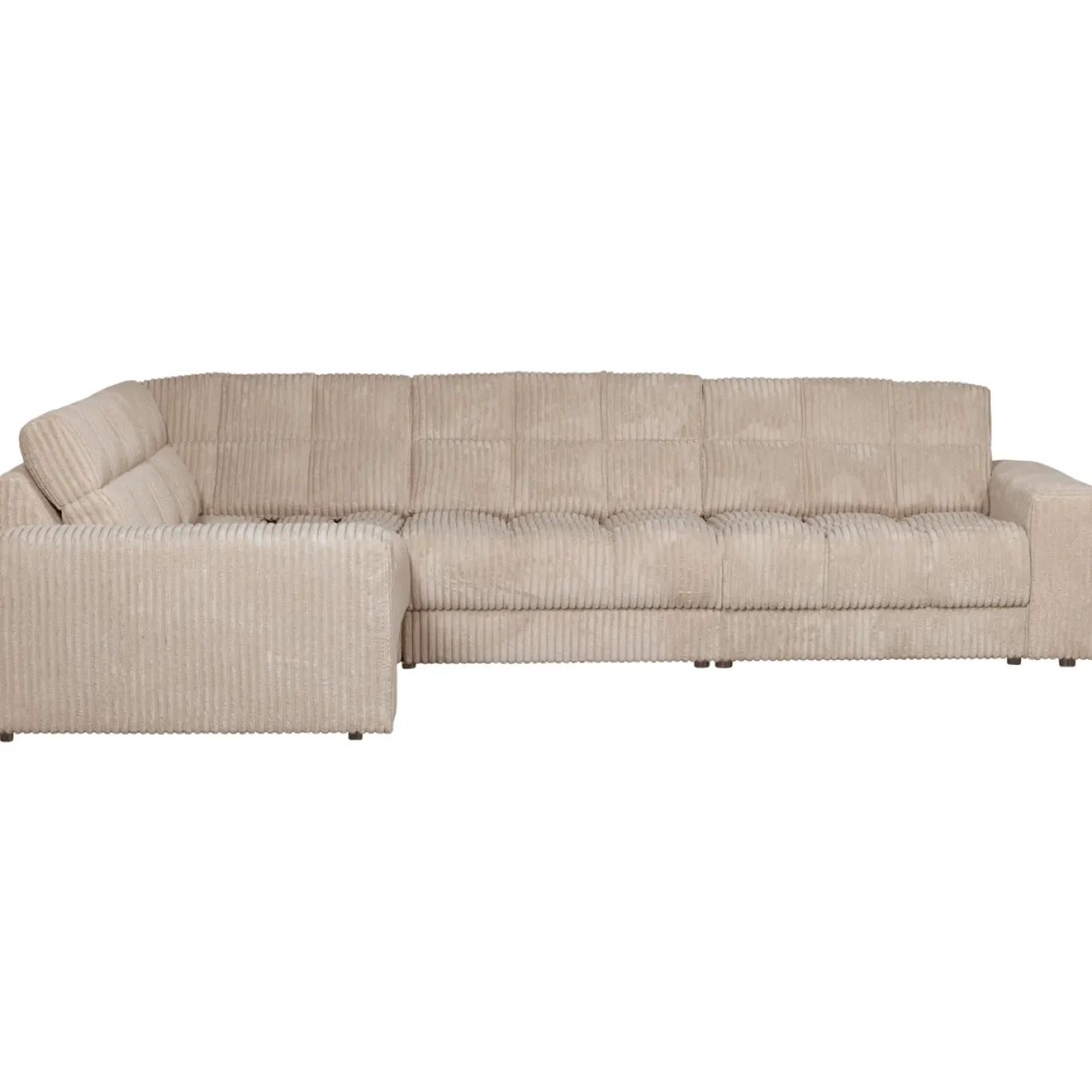 Woood Hoekbank Second Date Links Ribstof Beige