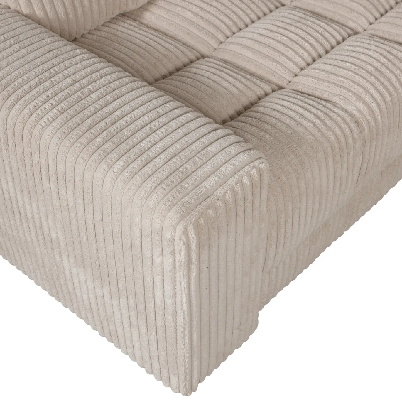 Woood Hoekbank Second Date Links Ribstof Beige