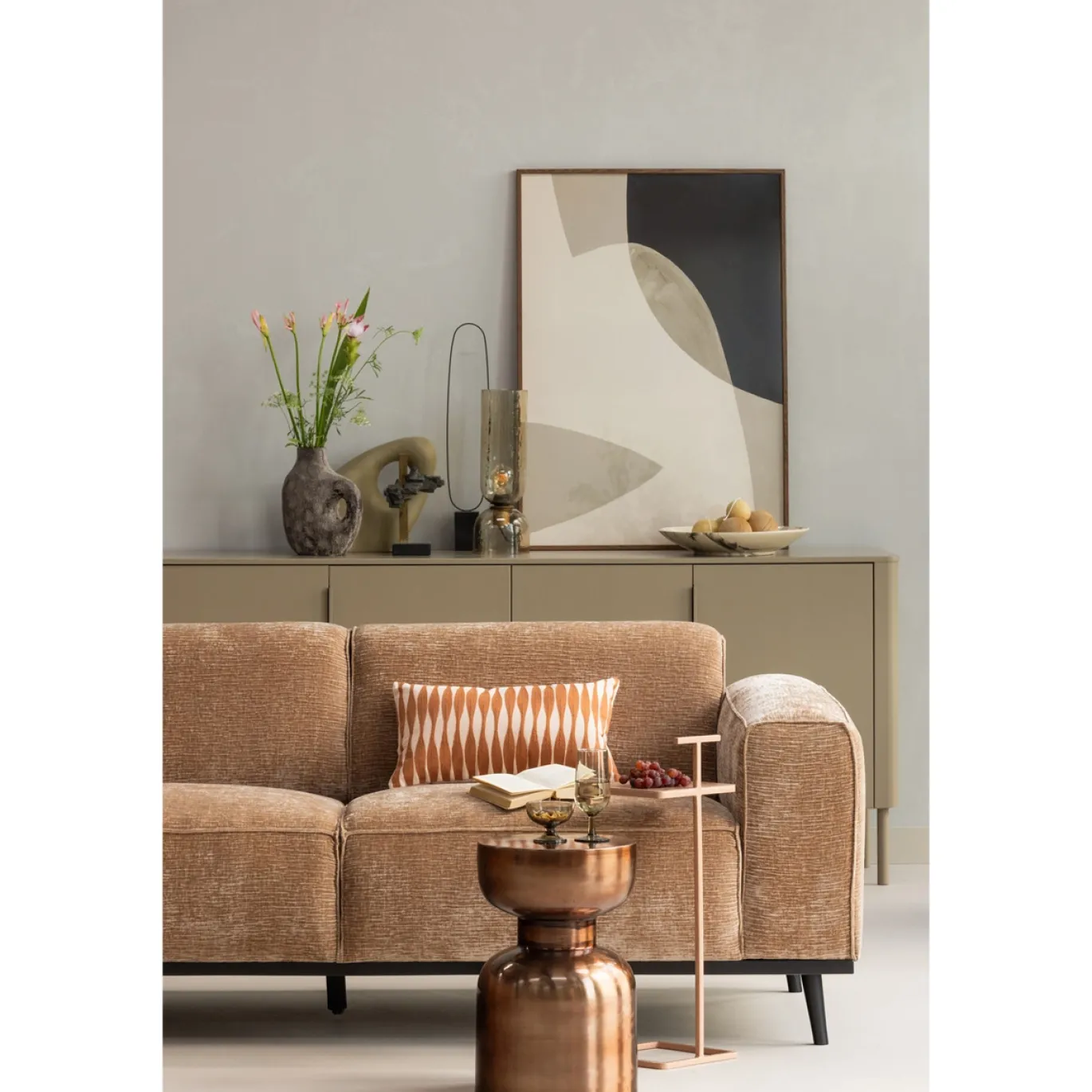 Woood Hoekbank Statement Links Chenille Velvet Perzikroze