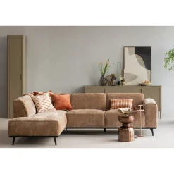 Woood Hoekbank Statement Links Chenille Velvet Perzikroze