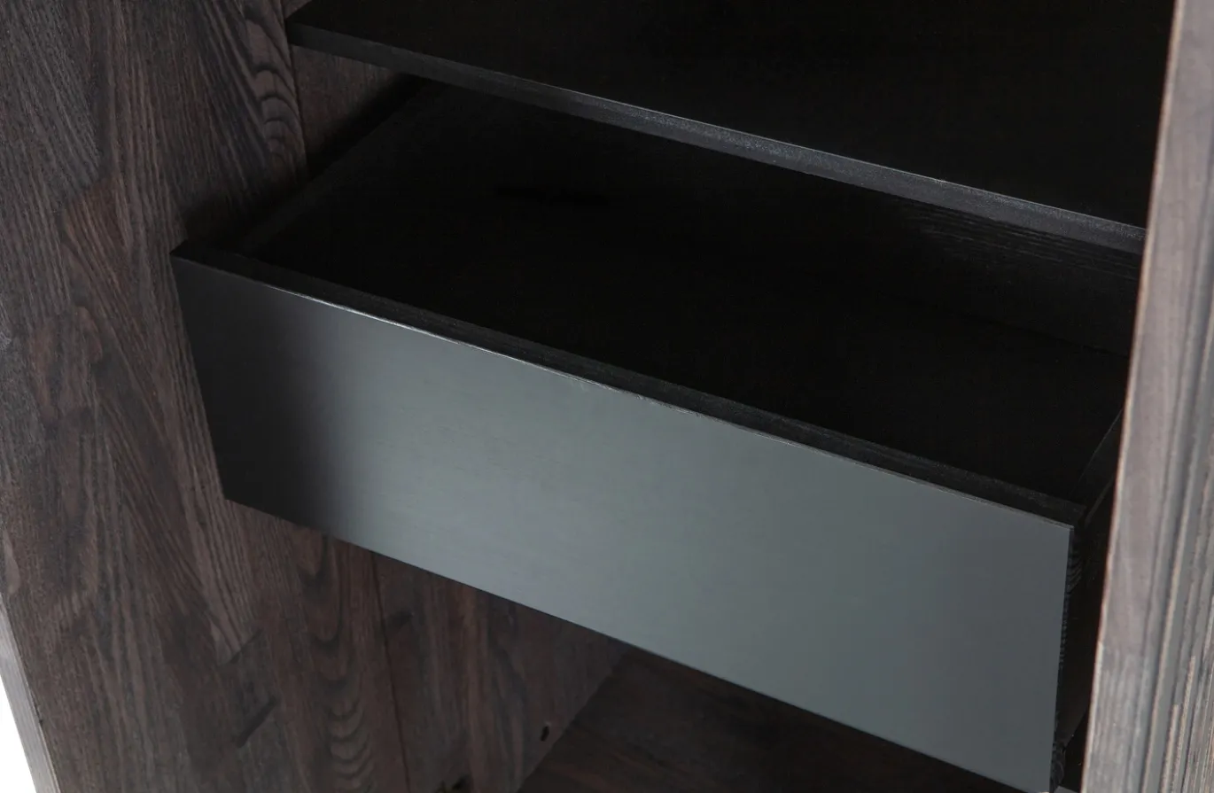Woood Hoge Kast New Gravure met Lade Essenhout Espresso