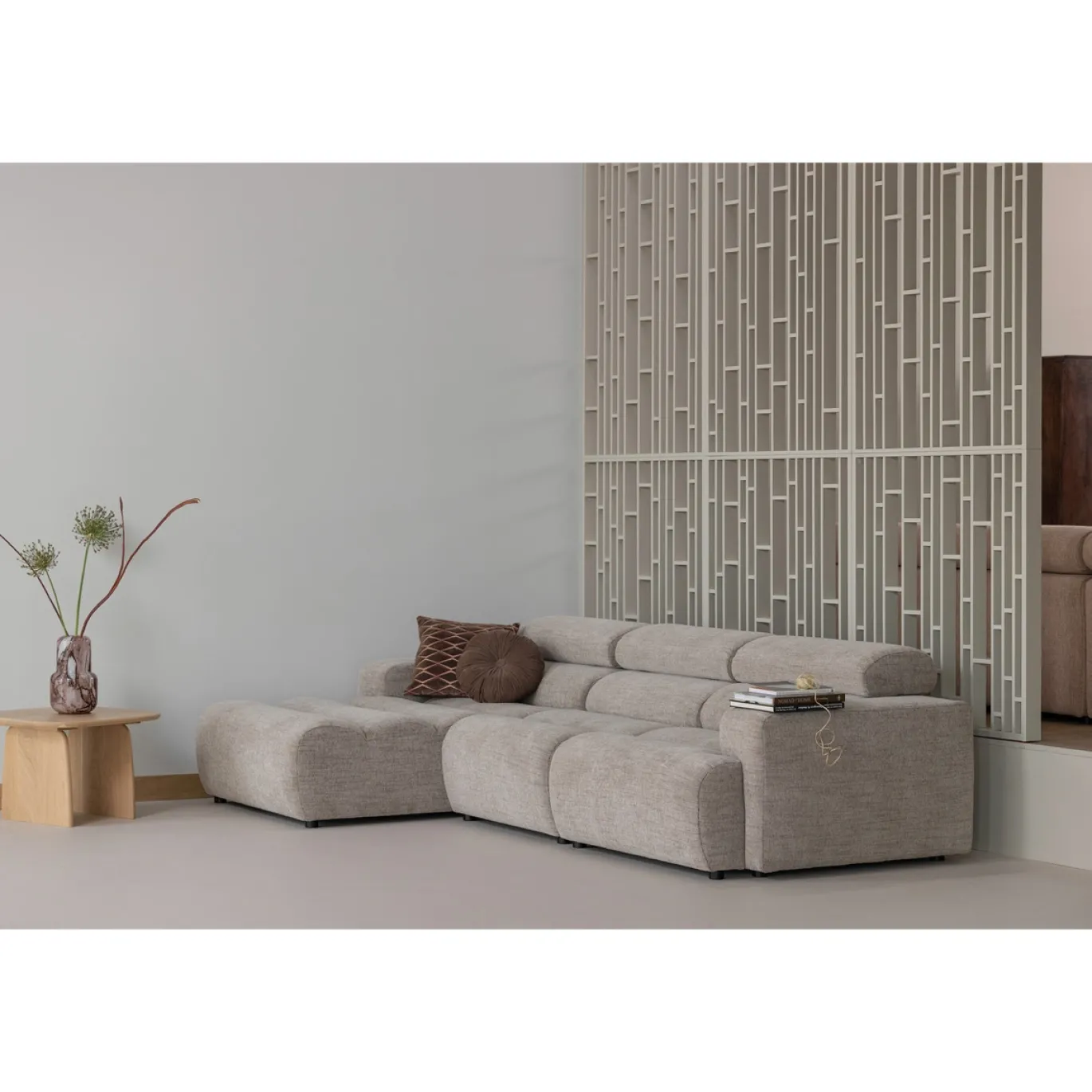 Woood Kussens Aziz Velvet Bruin/naturel Set Van 3