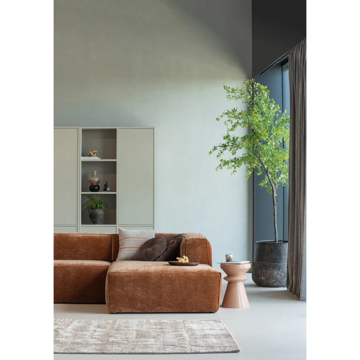 Woood Kussens Aziz Velvet Bruin/naturel Set Van 3
