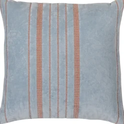 Woood Kussens Laon Velvet Naturel/blauw Set Van 3