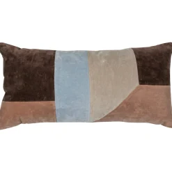 Woood Kussens Laon Velvet Naturel/blauw Set Van 3