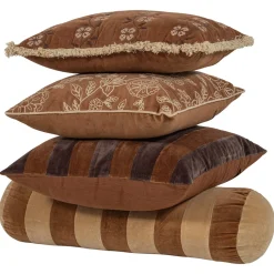 Woood Kussens Rela Bruin/Ecru Set van 4