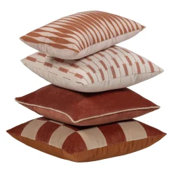 Woood Kussens Zena Roze/roestbruin Set van 4