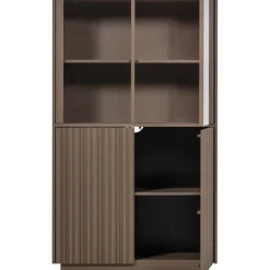 Woood Lage Vitrinekast Nova Grenen Truffel Bruin