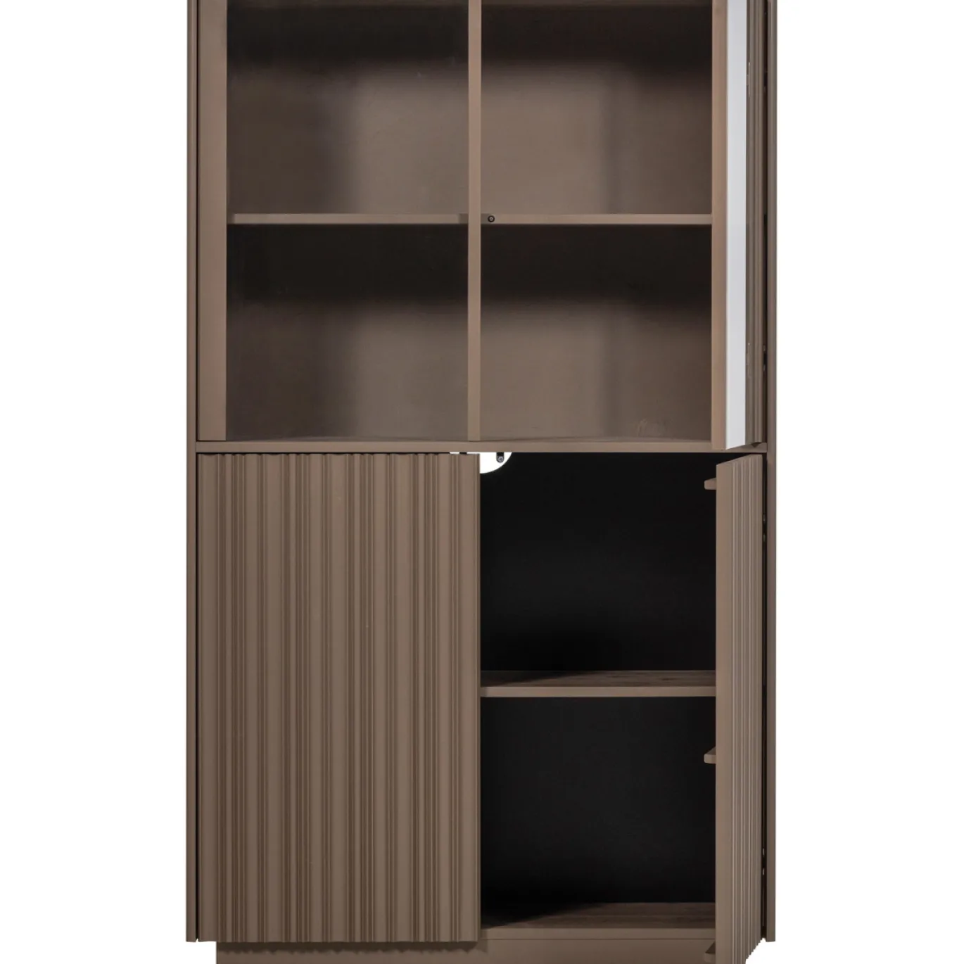 Woood Lage Vitrinekast Nova Grenen Truffel Bruin