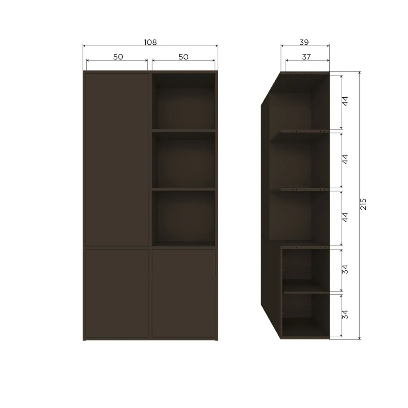 Woood Opbergkast Meggy Links 108cm Grenen Middenbruin