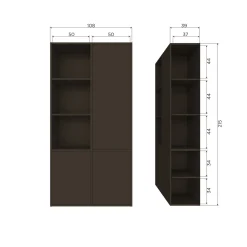 Woood Opbergkast Meggy Rechts 108cm Grenen Middenbruin