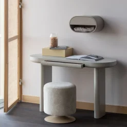 Woood Poef Islen Met Draaivoet Boucle Beige
