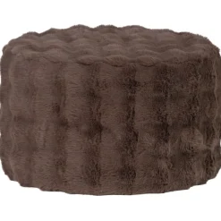 Woood Poef Olven Laag Fluffy Stof Bruin