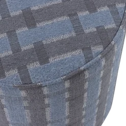 Woood Poef Sarli Hoog Ruit Dessin Chenille Grijs/Blauw