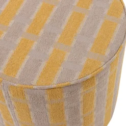 Woood Poef Sarli Hoog Ruit Dessin Chenille Taupe/geel