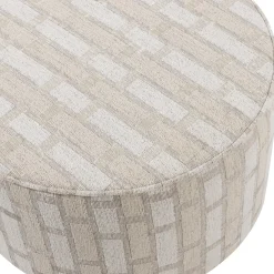 Woood Poef Sarli Laag Ruit Dessin Chenille Naturel/beige