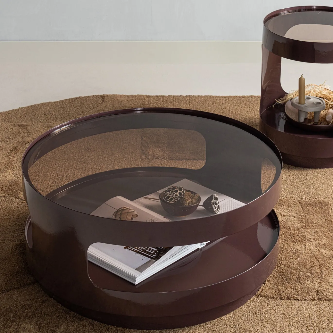Woood Salontafel Sero Metaal Glas Bruin