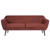 Woood Sofa Rocco Fluweel Bordeauxrood 187cm