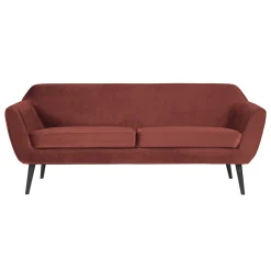 Woood Sofa Rocco Fluweel Bordeauxrood 187cm