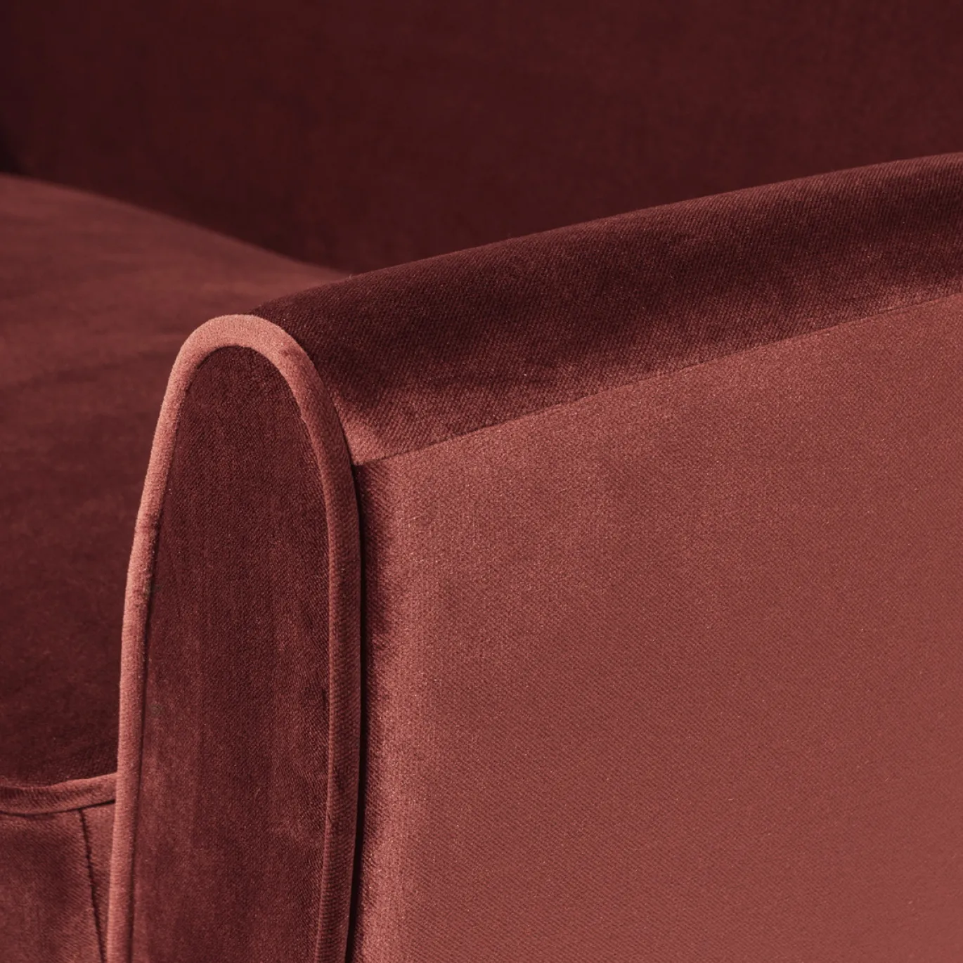 Woood Sofa Rocco Fluweel Bordeauxrood 187cm
